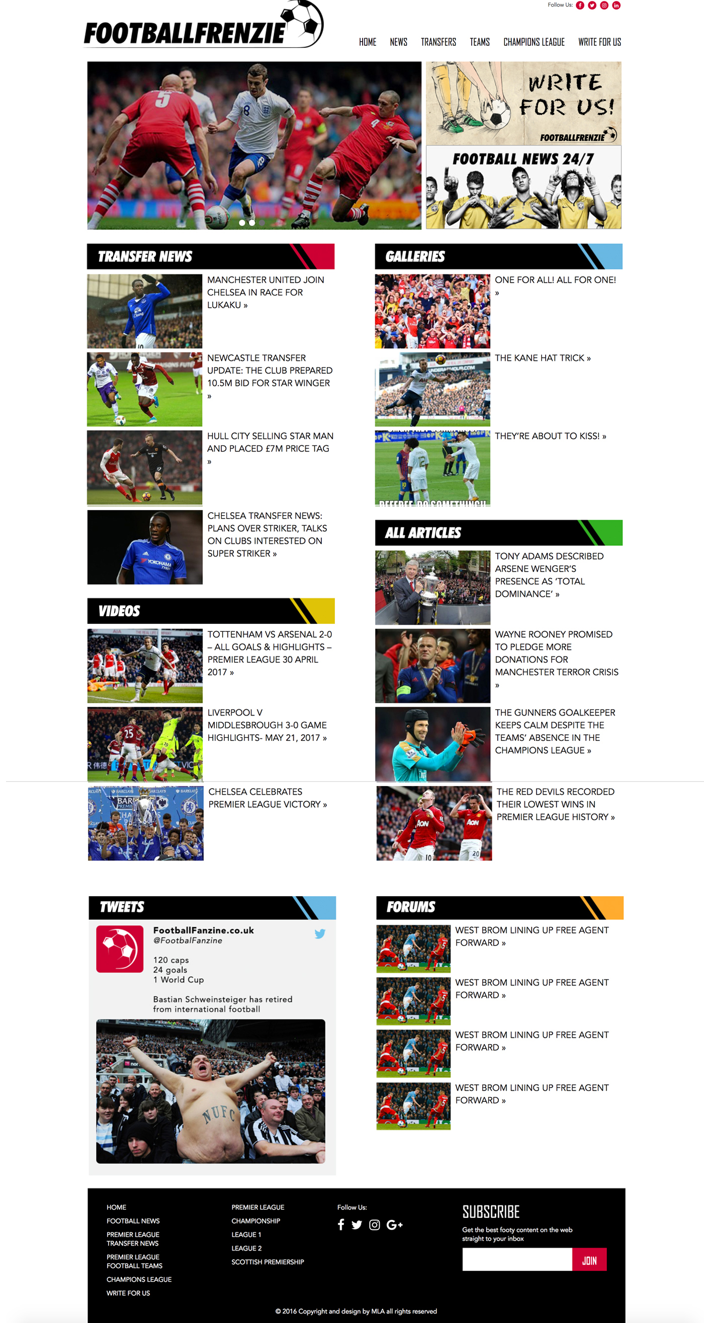 football fanzine homepage design